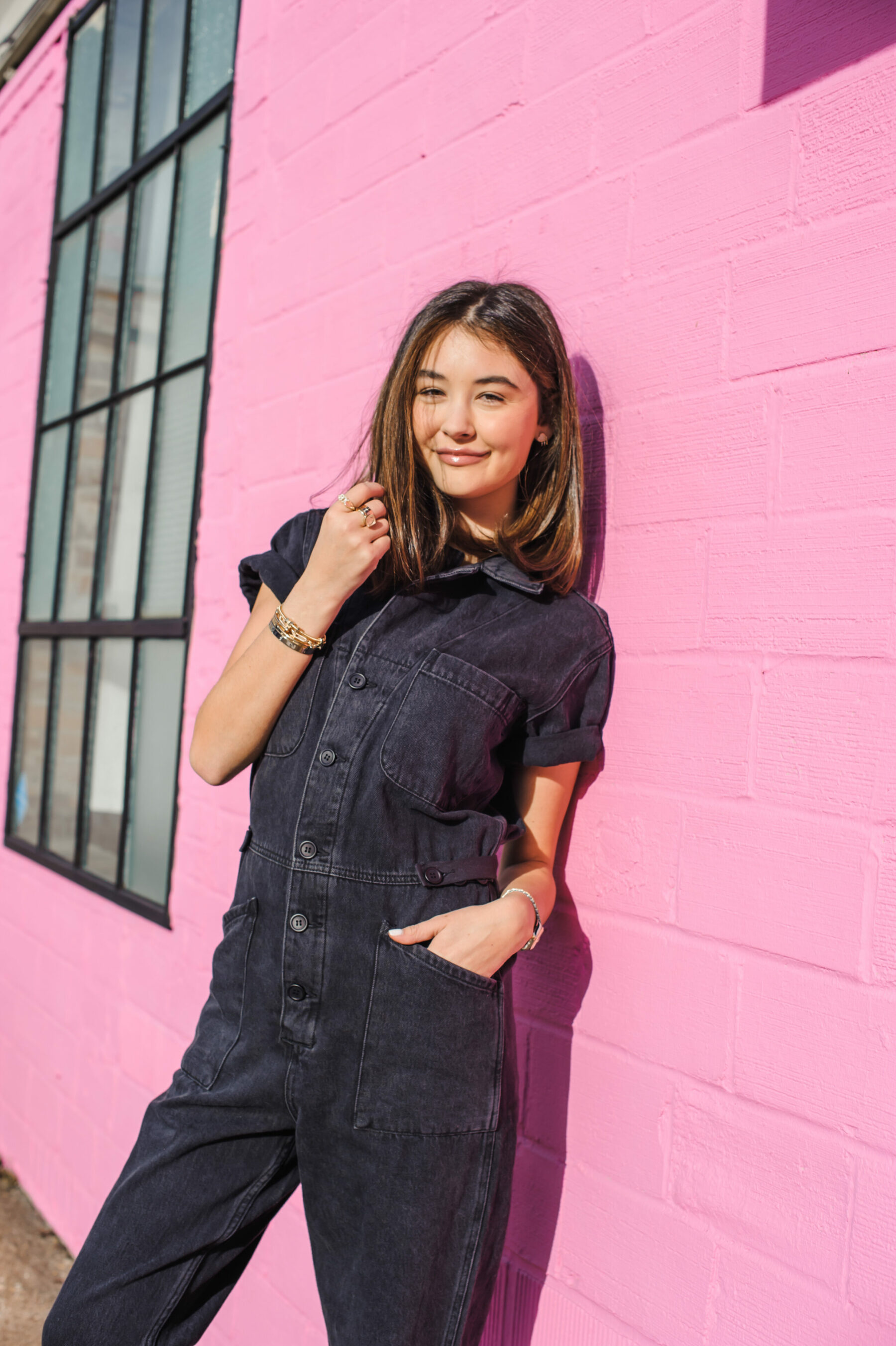 Black denim boilersuit on sale